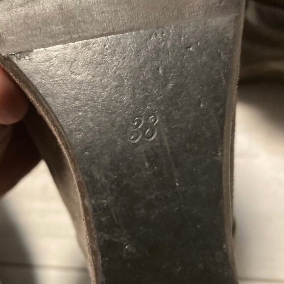 Allsaints Boots Taupe Suede Ankle booties Sz 38 or 7.5 Great cond 3.5” Heel $325 - Picture 13 of 16